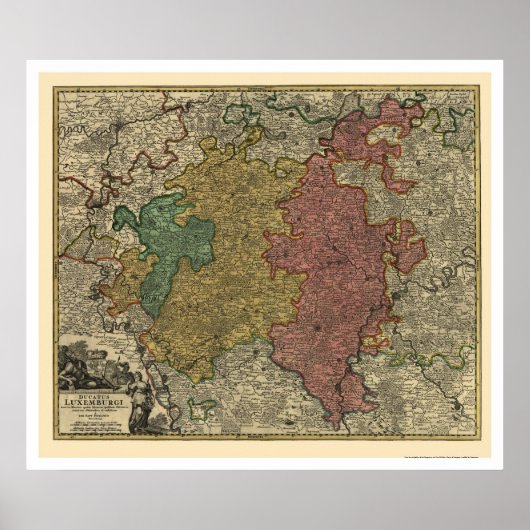 Poster Luxembourg - Carte Europe 1712 (Devant)