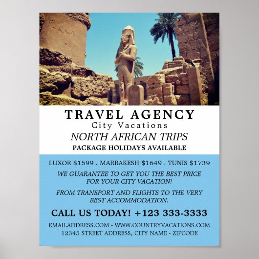 Poster Luxor Temple, Egypte, Agence de Voyage Publicité (Devant)