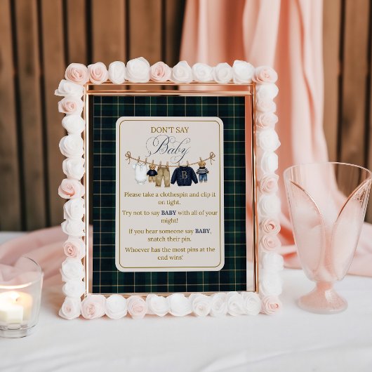 Poster Luxsary Bear Plaid Baby Shower Dont Say Game