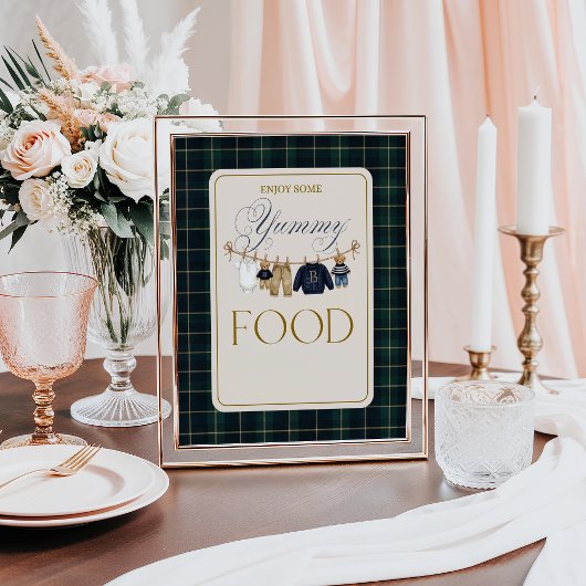 Poster Luxsary Bear Plaid Baby Shower Food Bar