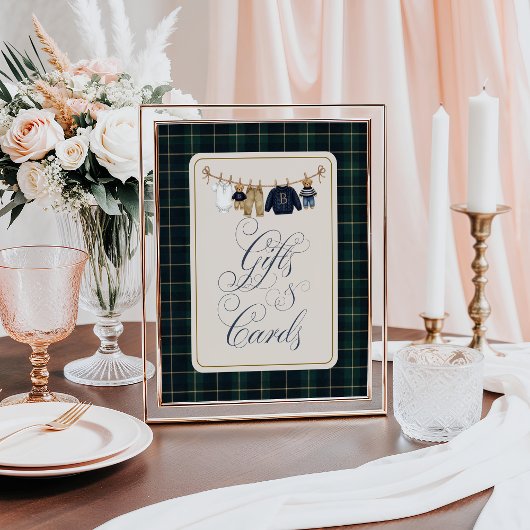 Poster Luxsary  Bear Plaid Baby Shower Gift Card