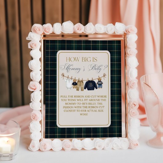 Poster Luxsary Bear Plaid Baby Shower Mom Belly Game