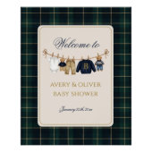Poster Luxsary Teddy Bear Plaid Baby Shower  (Devant)