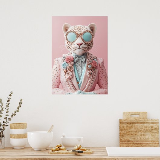 Poster Luxueuse élégance léopard rose (Cuisine)