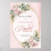 Poster Luxueux Fleurs de Rosé Doré et Feuillage pour Baby (Devant)