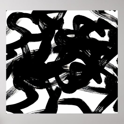 Poster Luxueux Gold Art : Abstrait Black Stroke. (Devant)