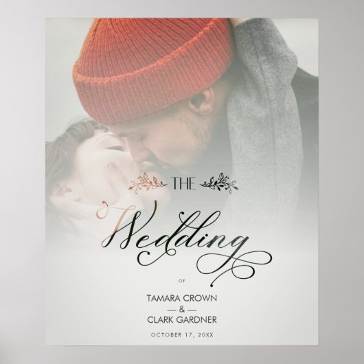 Poster Luxueux Mariage Moderne Transparence Script Photo (Devant)