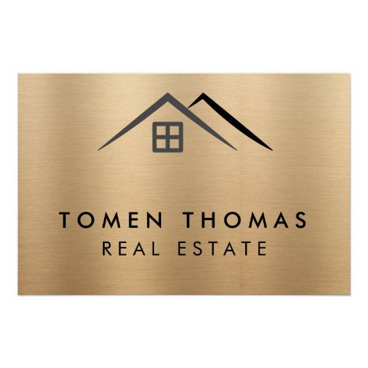Poster Luxueux Métallurgique Or Immobilier (Devant)