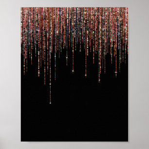 Poster Luxury Black Rose Gold Sparkly Glitter Fringe