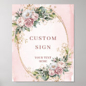 Poster Luxury Boho Blush Pink Greenery Custom Sign (Devant)