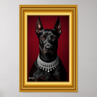 Poster Luxury Doberman Portrait with Diamond Necklace – E