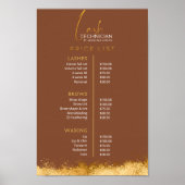 Poster Luxury Gold & Brown Lash Tech Price List (Devant)