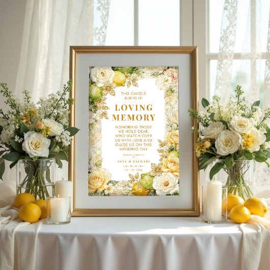 Poster Luxury Mediterranean Lemons & Flowers Memorial