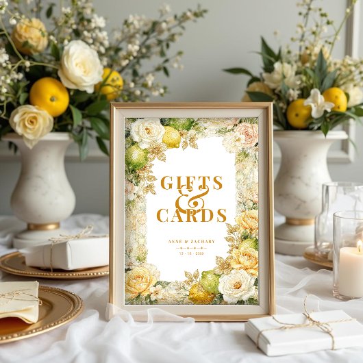 Poster Luxury Mediterranean Lemons & Flowers Wedding
