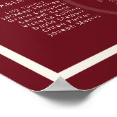 Poster Luxury Monogram Deep Red Wedding Seating Chart (Coin)