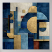 Poster Luxury Navy Beige Gold Geometric Composition (Devant)