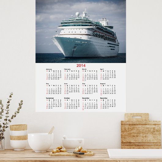Poster Luxury Ocean Liner Cruise Ship 2014 Calendrier (Cuisine)