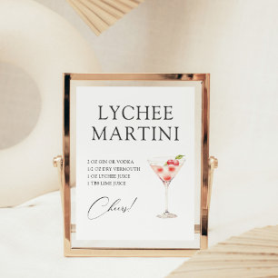 Poster Lychee Martini Cocktail Bar Recette