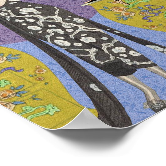 Poster Lydia & Bengale en Jaune et Bleu (Coin)