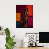 Poster Lynx Expressionniste dans des Champs de Couleurs A (Bureau à domicile)