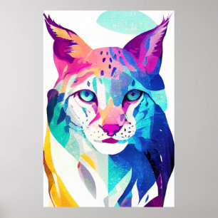 Poster Lynx Wild Nature Animal Color Art Peinture