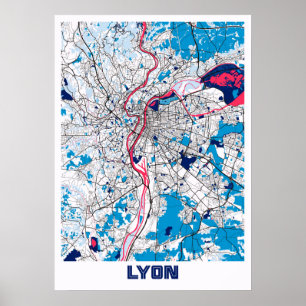 Poster Lyon - France MilkTea City Carte