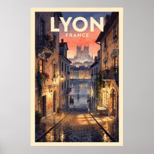 Poster Lyon France Voyage Rétro