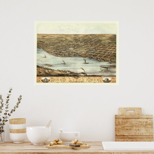 Poster Lyons, IA Panoramic Map - 1868 (Cuisine)