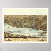 Poster Lyons, IA Panoramic Map - 1868 (Devant)