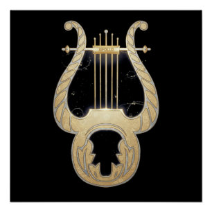 Poster Lyre d'Apollo   Mythologie grecque Design Art Nouv