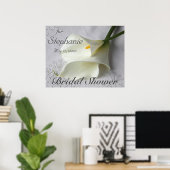 Poster Lys calla blancs sur du lin (Bureau à domicile)