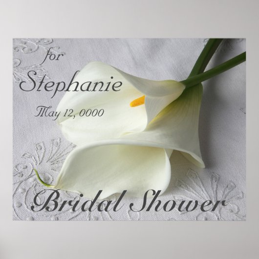 Poster Lys calla blancs sur du lin (Devant)