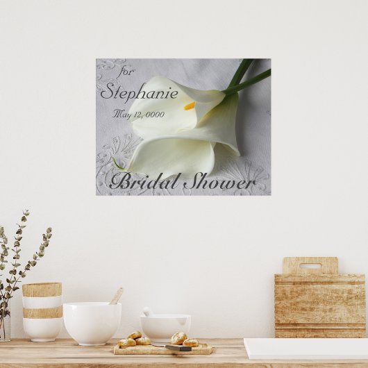 Poster Lys calla blancs sur lin (Cuisine)