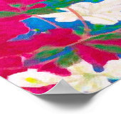 Poster Lys japonais - magenta, bleu jaune (Coin)