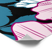 Poster Lys mauve, arrière - plan de feuilles bleues. (Coin)