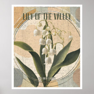 Poster Lys rétro de la Vallée Mai Mois de naissance Fleur