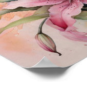 Poster Lys roses - Fleurs aquarelles - Art Floral (Coin)