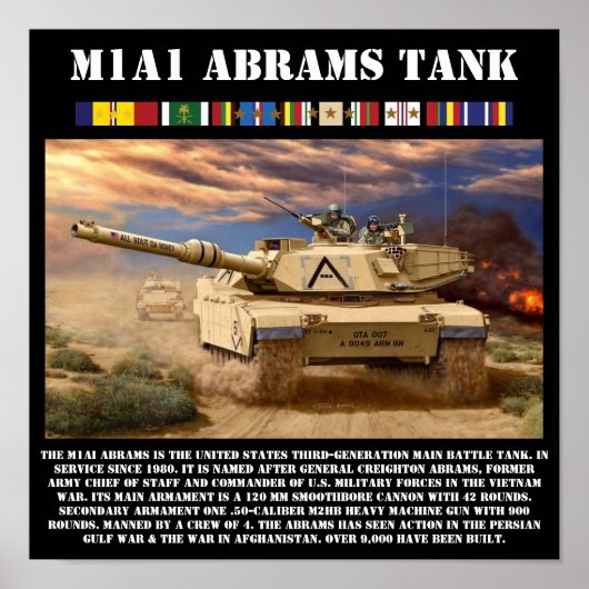 Poster M1A1 Abrams Battle Tank Print (Devant)