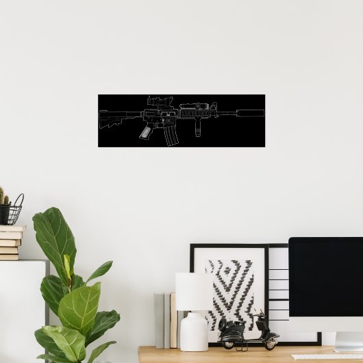 Poster M4 SOPMOD Noir (Bureau à domicile)