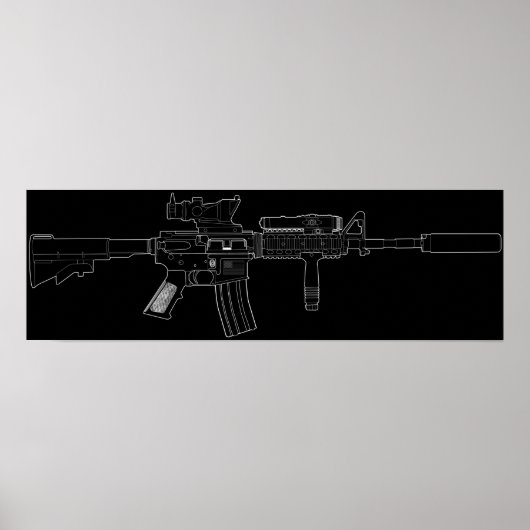Poster M4 SOPMOD Noir (Devant)