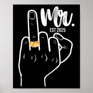 Poster M. Est. 2025 Un Mariage marié Doigt