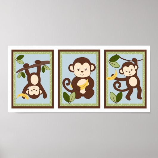 Poster M est pour Monkey Jungle Nursery Wall Art Print (Devant)