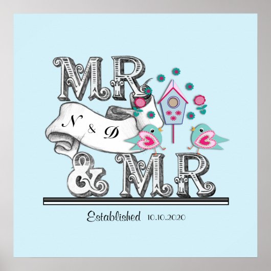 Poster M. et M. Personnalisé Gay Mariage Cadeau (Devant)