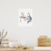 Poster M lettre monogramme personnalisé avec cheval (Cuisine)