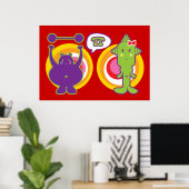 Poster M. Purple & Mlle Green Personnage de dessin animé  (Bureau à domicile)