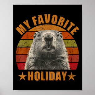 Poster Ma fête préférée drôle rétro vintage marmotte