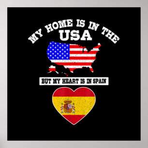 Poster Ma maison est aux États-Unis, mon cœur est en Espa