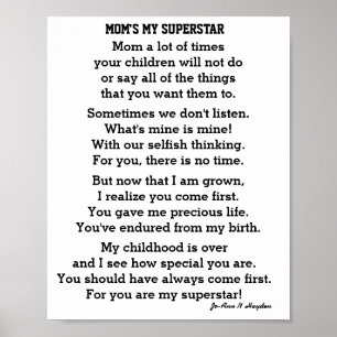 POSTER MA MAMAN EST MA SUPERSTAR