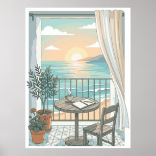 Poster Ma matinée préférée Balcon ensoleillé avec un ca