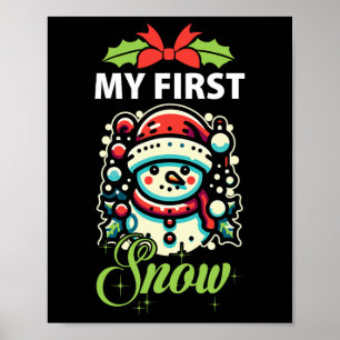Poster Ma première neige mignonne Snowman hiver Noël